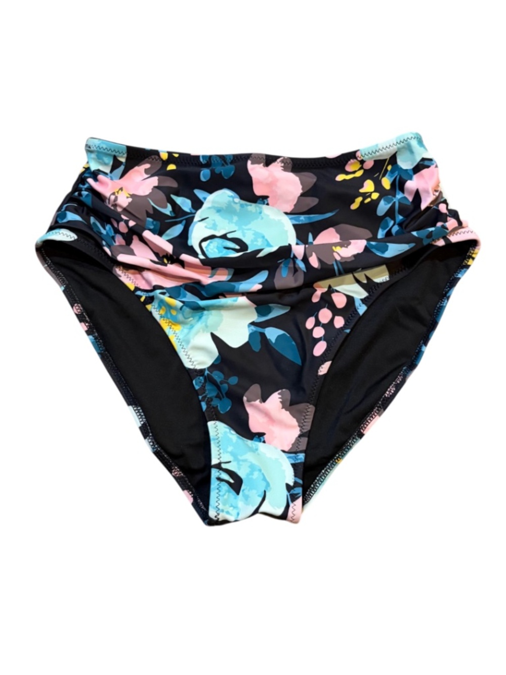 High-waisted, Ruched Floral Bikini Bottom